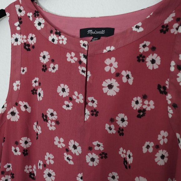 Madewell Maxi Dress Tie Waist Slit Flowy‎ Floral Daisy Sleeveless Pink Mauve XXS - Picture 7 of 14